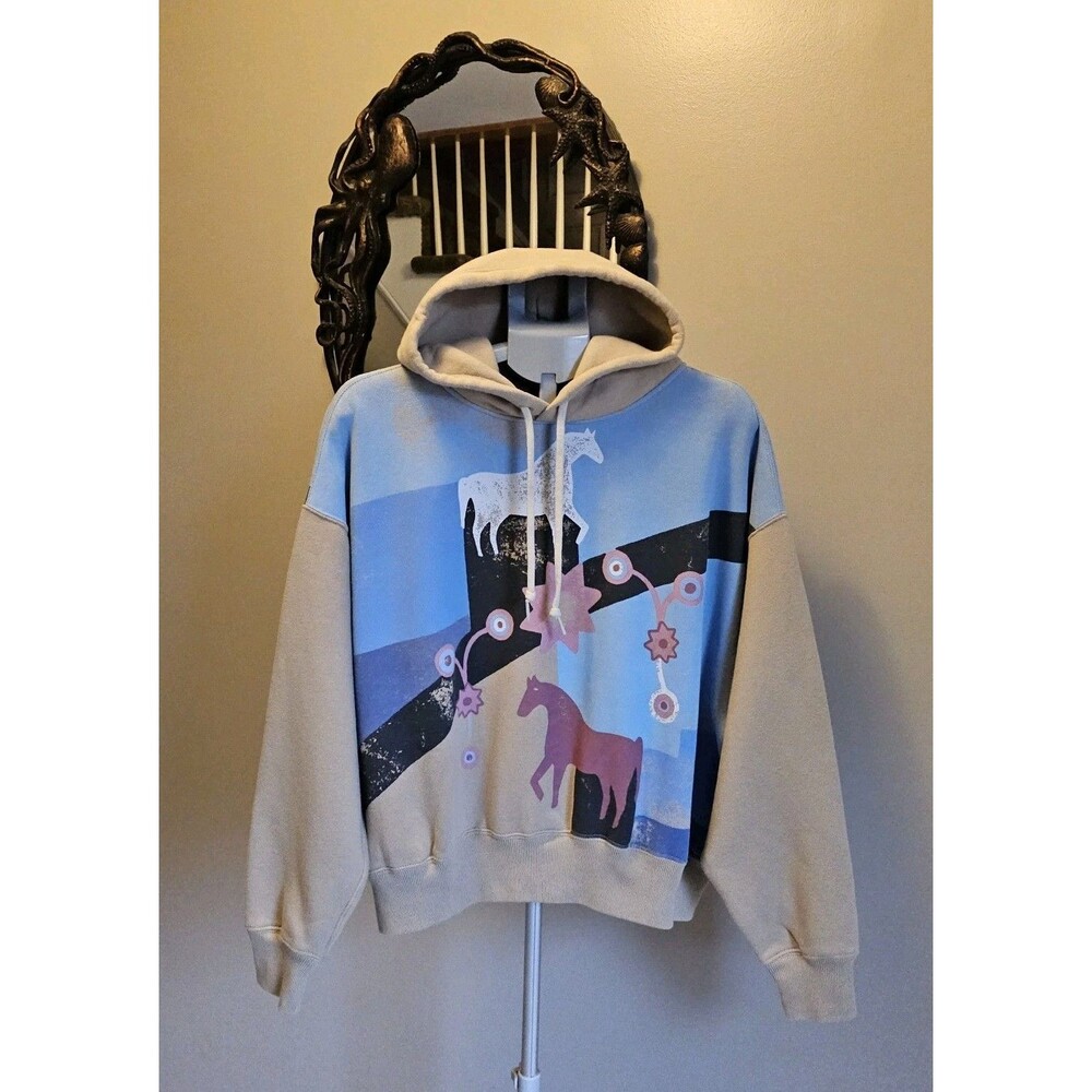 Polo Ralph Lauren Horse Artwork Equestrian Graphic Sweatshirt Hoodie Womens L